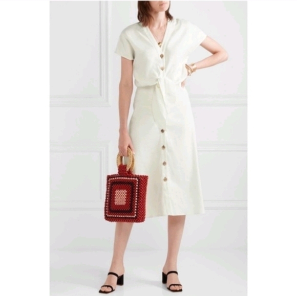 Veronica Beard Giani tie front linen blend button down pencil dress sz 4 - Picture 1 of 10